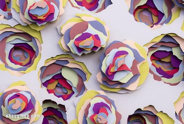 DIY fantastic paper sculpture art by stacking layers of colored cardboard