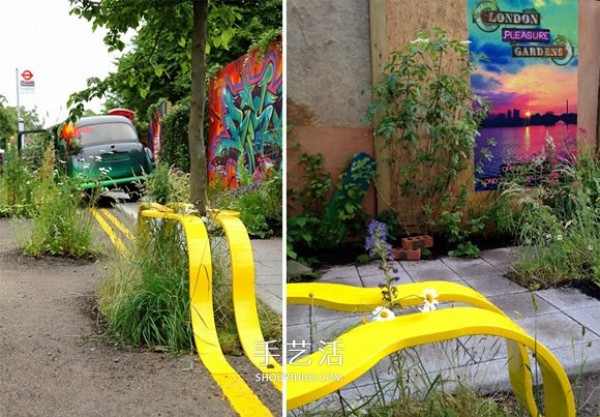 Please detour from the double yellow lines! Street installation art that puts nature first