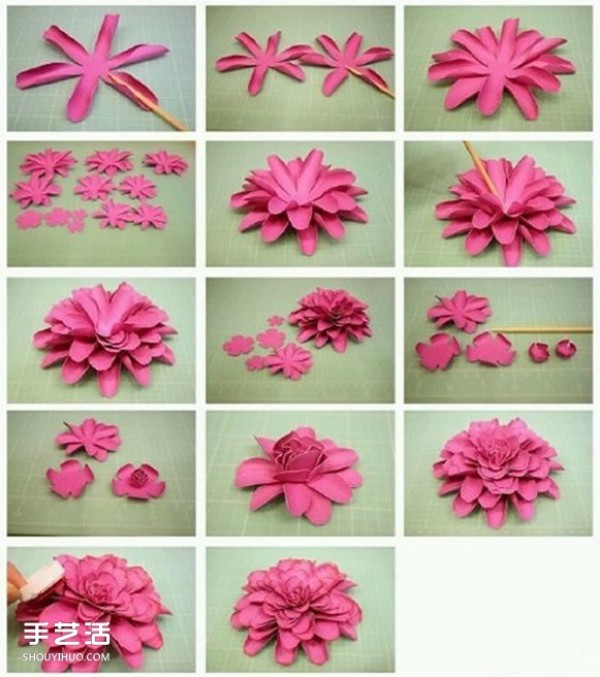 Illustrations of the making process of eight kinds of beautiful paper flowers and three-dimensional paper flowers