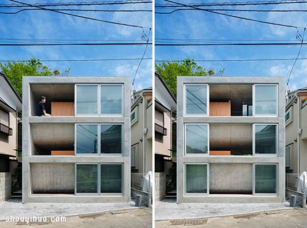 Japanese folding screen Ura House: wonderful floor recessed overlapping design