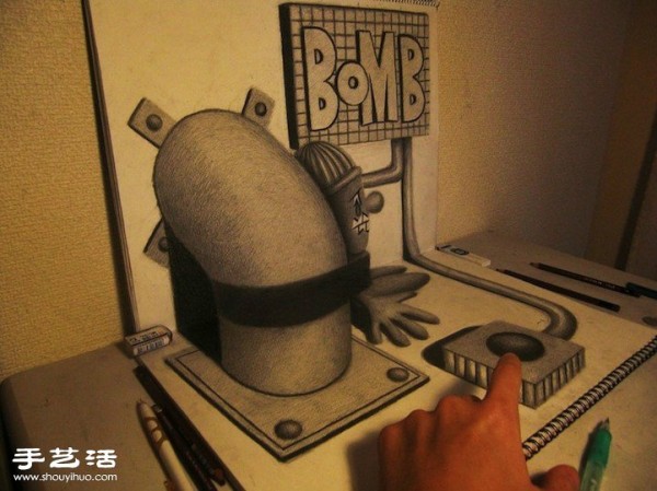 The ultra-realistic 3D sketches appear on the paper and are breathtaking!