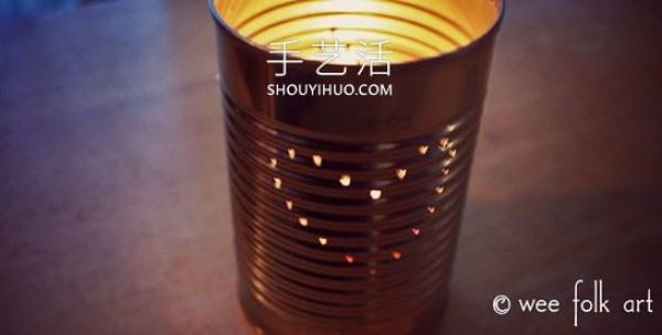 Illustrated tutorial on how to make homemade tin can lanterns