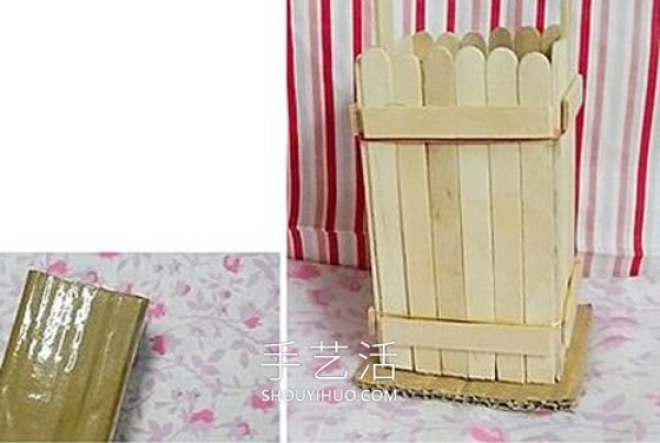 Illustrated tutorial on how to make your own good-looking ice cream stick pen holder