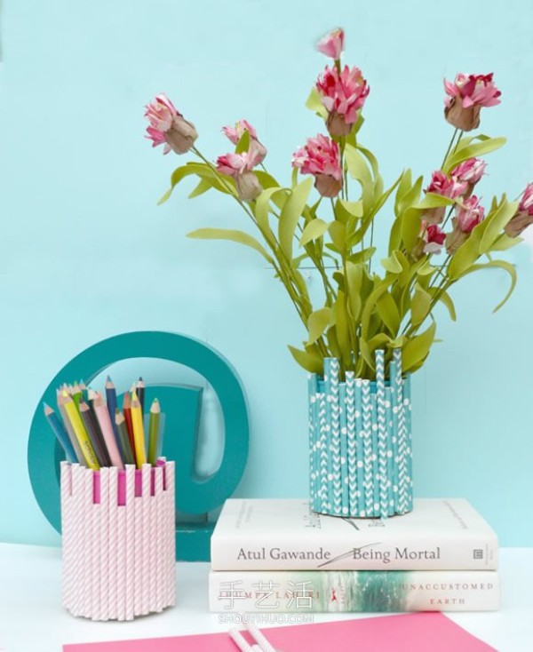 Using paper straws and tin can waste to make handmade healing vases