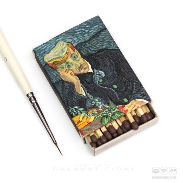 Micro Art: Hand-painted Van Goghs classic paintings on matchboxes