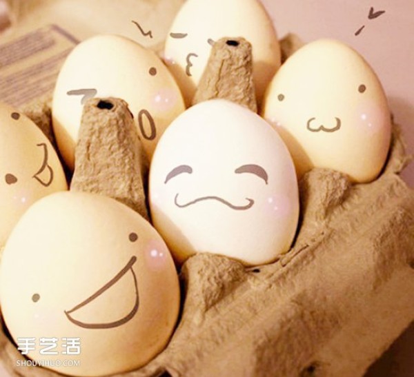 Drawing cute pictures on eggs, appreciating simple and cute hand-painted expressions on eggs