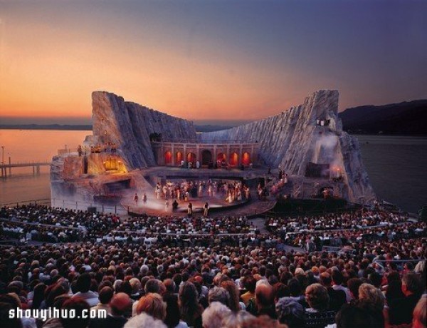 The magnificent water opera house on Lake Constance in Austria