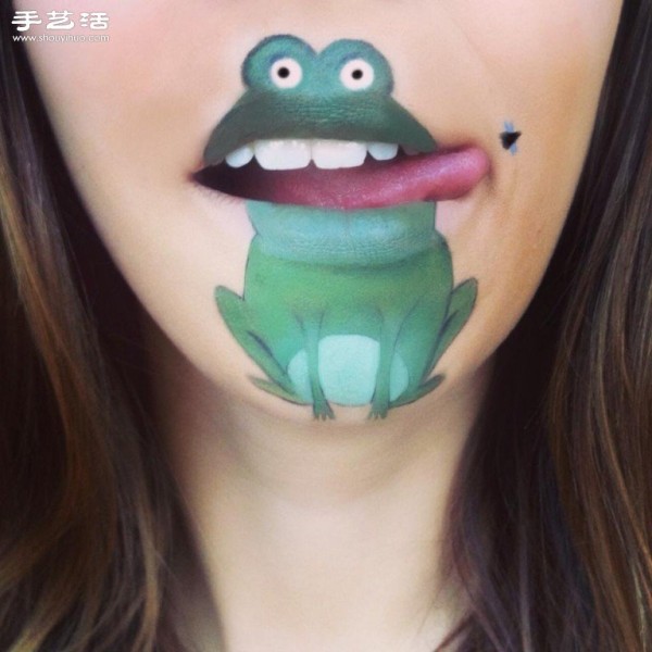 Interesting paintings by a lip makeup artist using the face as the canvas