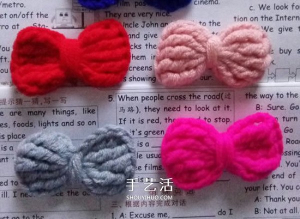 Illustration of a small and cute decorative handmade crochet bow