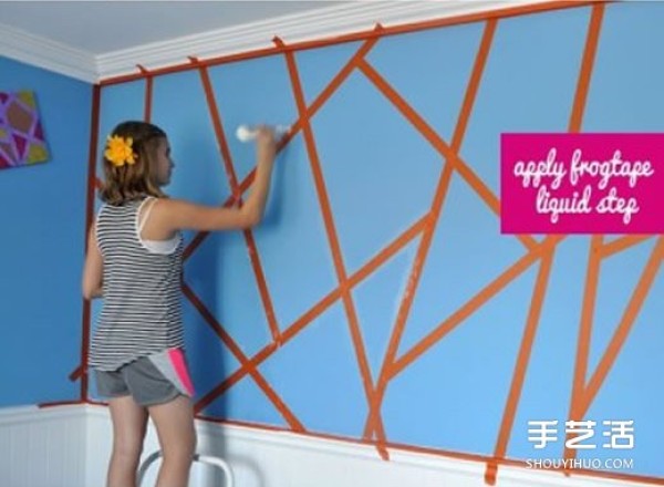 Simple hand-painted wall painting DIY can be easily done with good tape paper