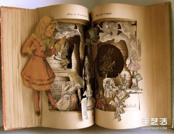 Artistic three-dimensional paper sculpture pictures of sculptures in classic books