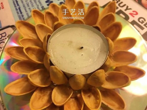 How to make flower and lotus candle holders with pistachio shells