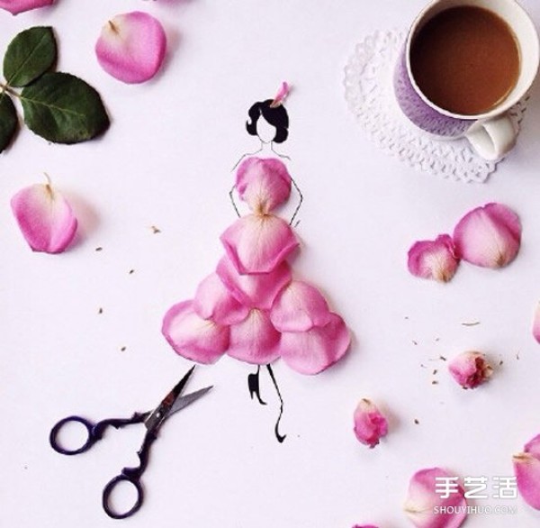 Creative petal collage DIY pictures to simply draw beauties with different looks