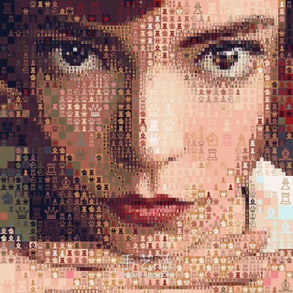 Chess symbols form a mosaic style "The Queens Gambit" stills