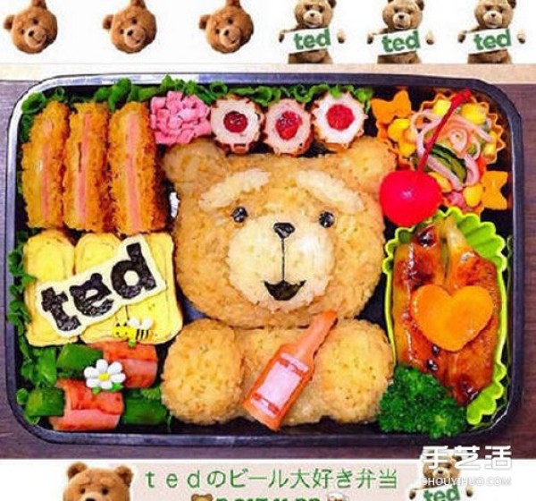 Japanese loving cartoon bento picture, cartoon character pattern bento work