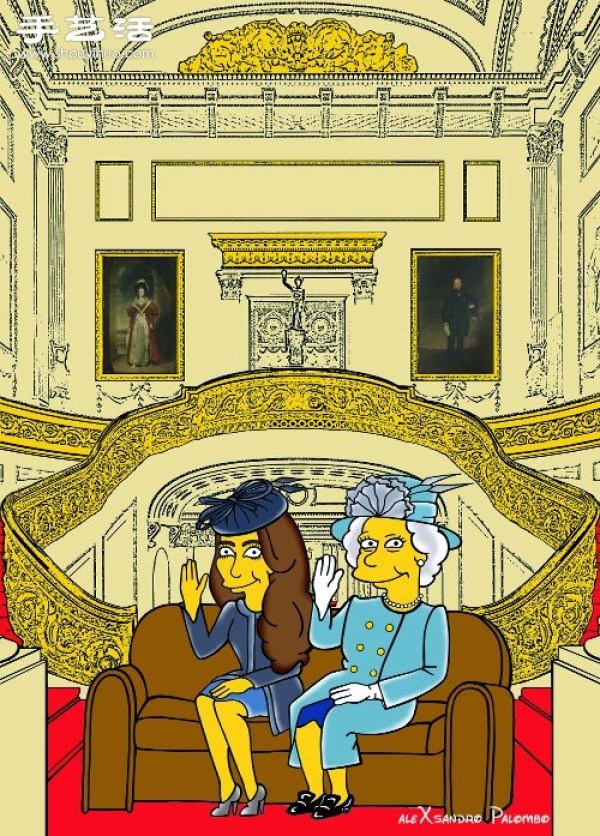 Simpsons spoof illustration: Yellow-skinned Princess Kate is equally fashionable