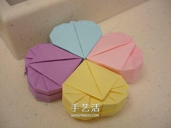 Heart-shaped gift box origami method and how to fold a covered and covered love box with illustrations