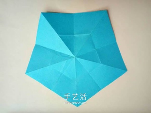 Five-cornered star origami illustration, how to fold an inner and outer double five-pointed star