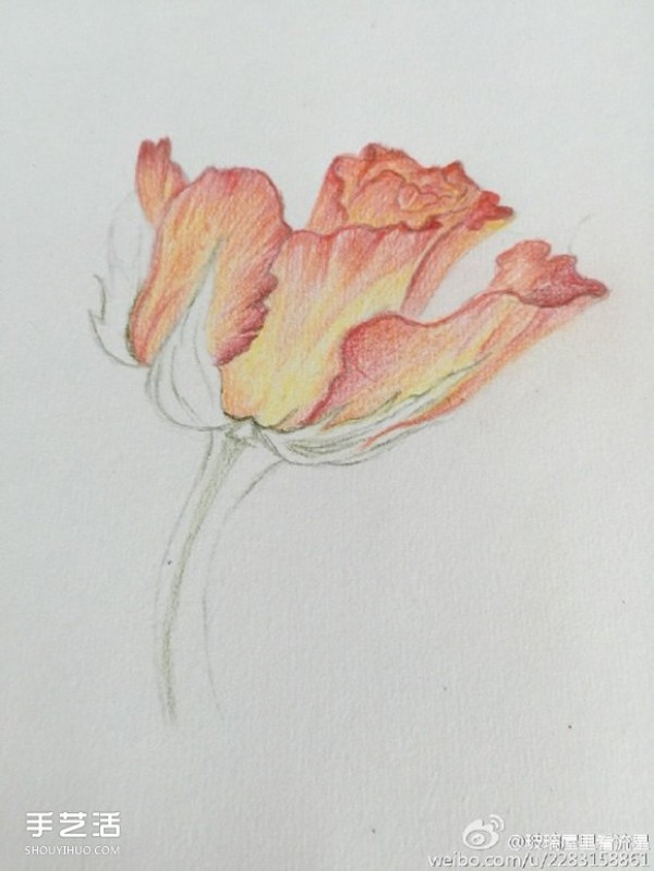 Colored lead flower painting tutorial, flower color lead painting step by step