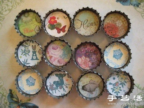 Beer bottle caps turn waste into treasures with hand-painted DIY handicrafts