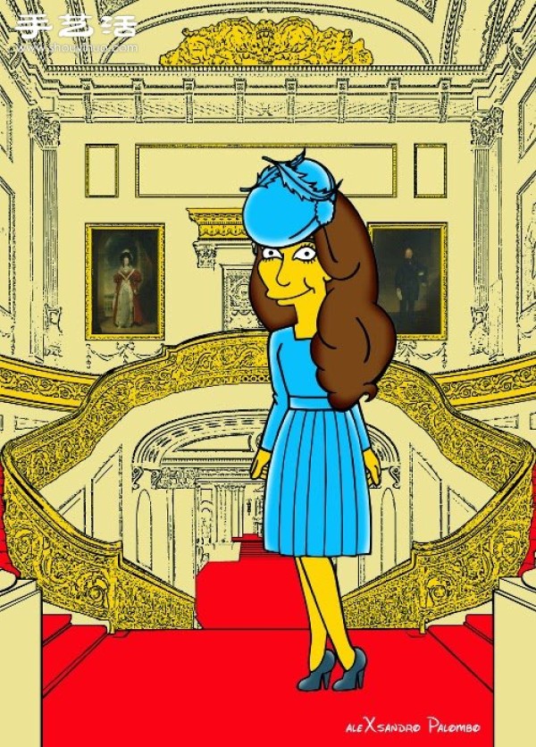 Simpsons spoof illustration: Yellow-skinned Princess Kate is equally fashionable