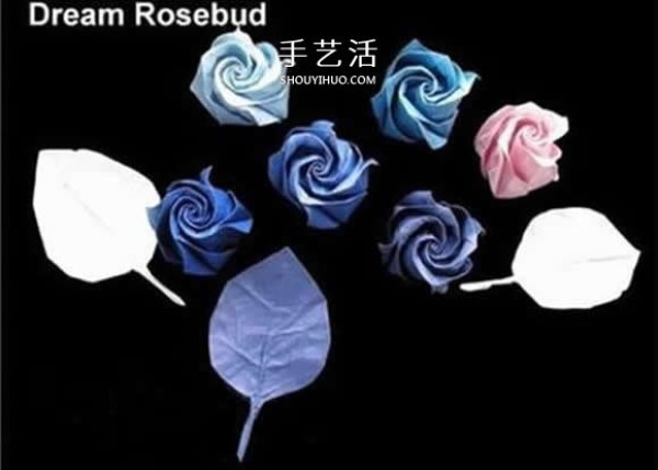 How to fold rose buds. Illustration of folding rose buds by hand.