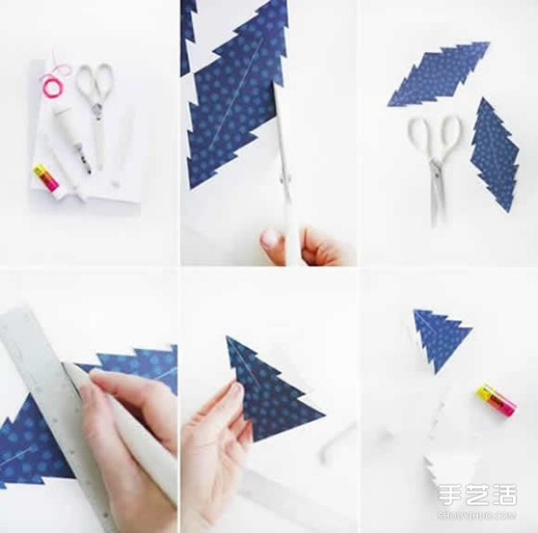 How to make homemade Christmas tree pendants, DIY small paper Christmas tree pendants