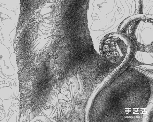 Details are hidden in the closer view, hundreds of illustrations are drawnPaintings drawn