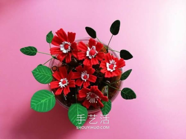 Tutorial on how to make red flowers by hand with ultra-light clay