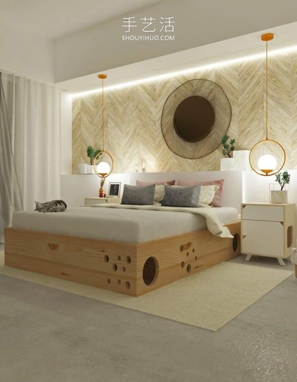 The "maze bed" design where cats can play wildly and feel safe