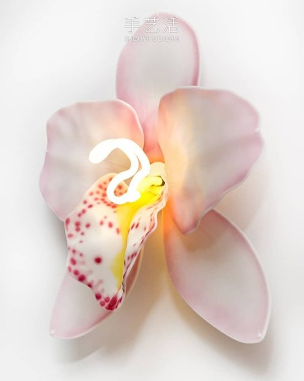 Lighting orchid sculpture made of glassPlastic art