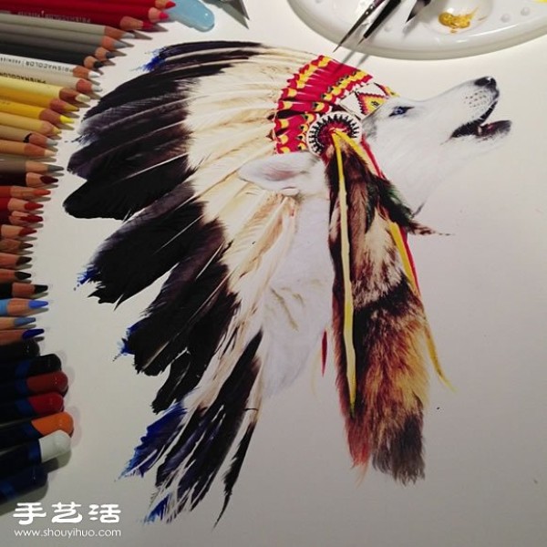 Using an ordinary paintbrush to hand-draw lifelike animal paintings