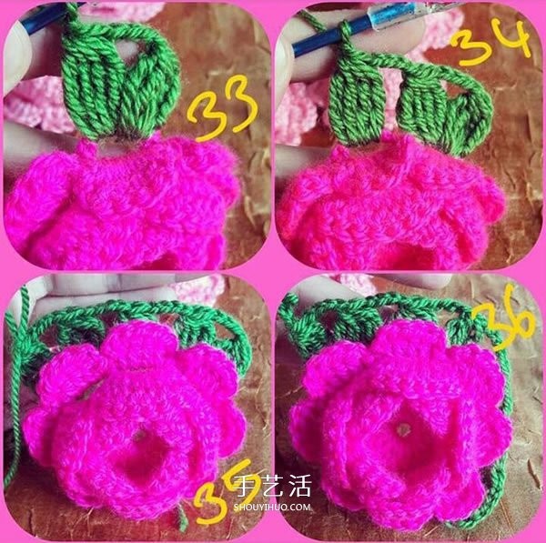 How to crochet three-dimensional flowers and a tutorial on how to crochet three-dimensional flowers