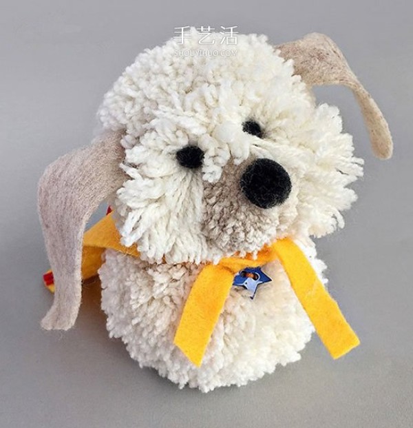 Yarn ball creative DIY to make a super cute dog with a cloak