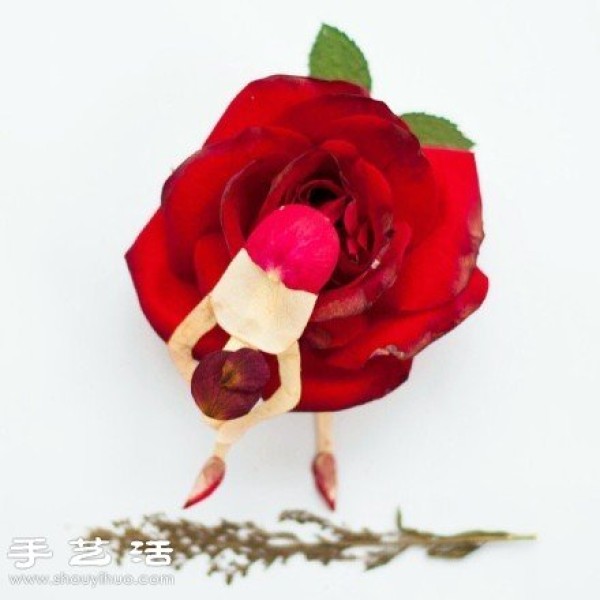 Paper-cut man + DIY dancing girl with flower petals