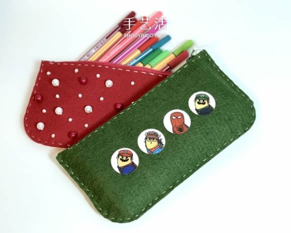 Illustration of how to make your own felt pencil case/cosmetic bag/wallet