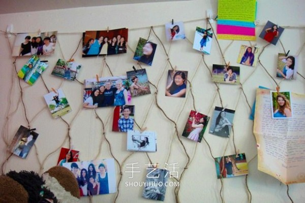 How to weave fishnet photo wall in dormitory