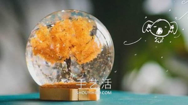 Illustrated tutorial on how to make your own autumn leaves crystal ball ornaments