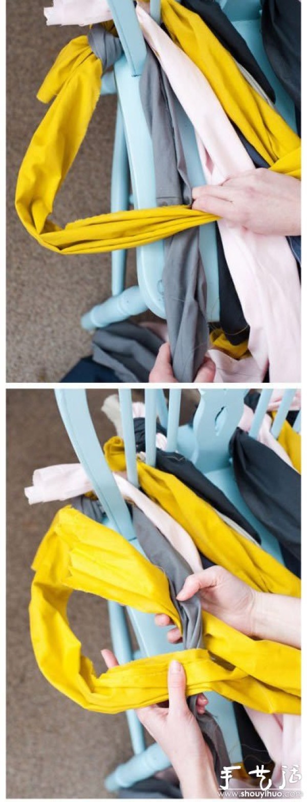 Tutorial on DIY chair cushions from old clothes