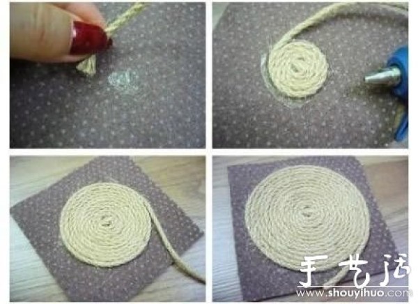 Hemp rope and non-woven fabric DIY forest coaster