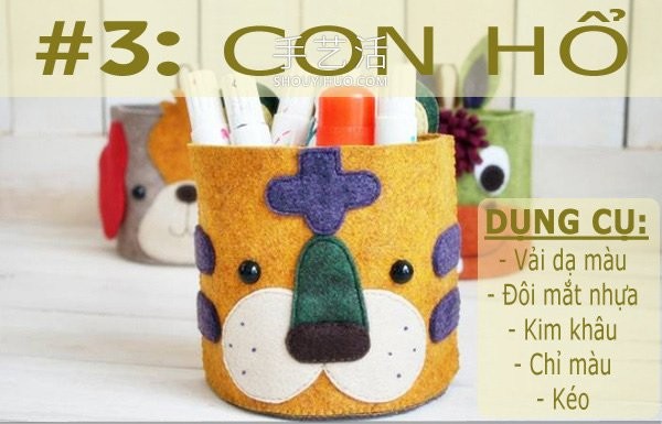 Homemade Childrens Day gift! Fabric handmade wall-mounted animal pen holder