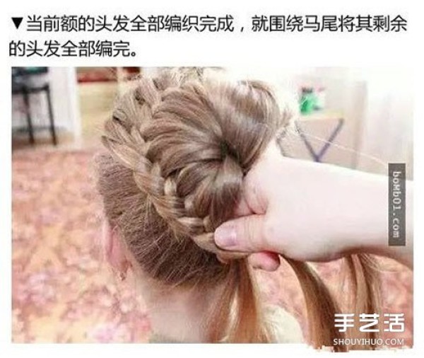 Classic braided hair with illustrated tutorial on the steps of tying the braided hair