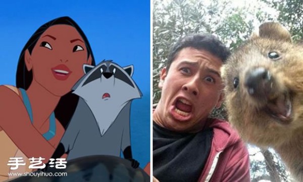 Funny selfies of real-life humans and animals in animated scenes