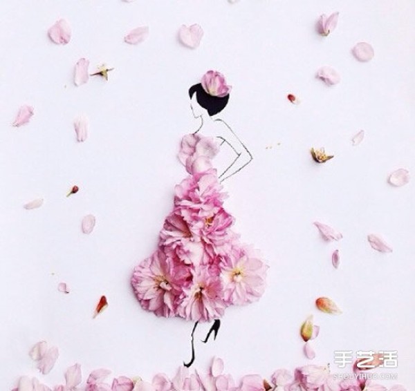 Creative petal collage DIY pictures to simply draw beauties with different looks