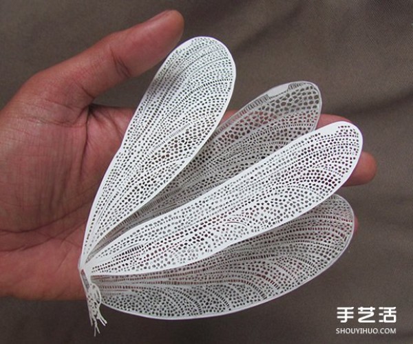 The art of paper-cutting is so exquisite that even feathers can appear on the paper