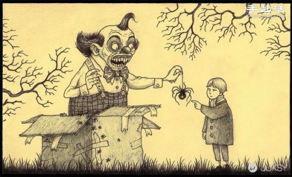 The spooky monster doodles drawn by Don Kenn on sticky notes