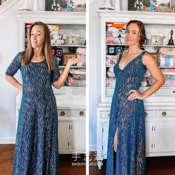 She transforms outdated thrift store dresses into trendy dresses