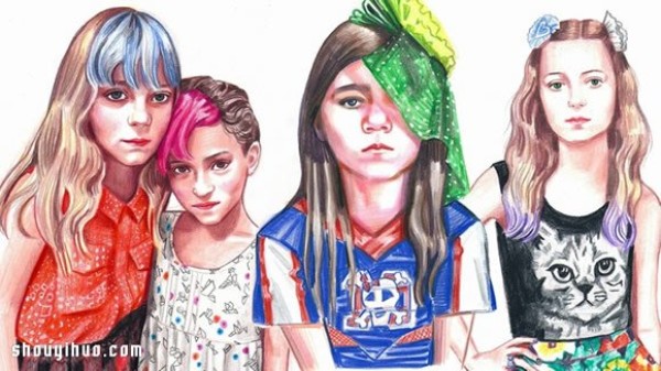 Jenny Williams fashion illustrations with daughters as theme