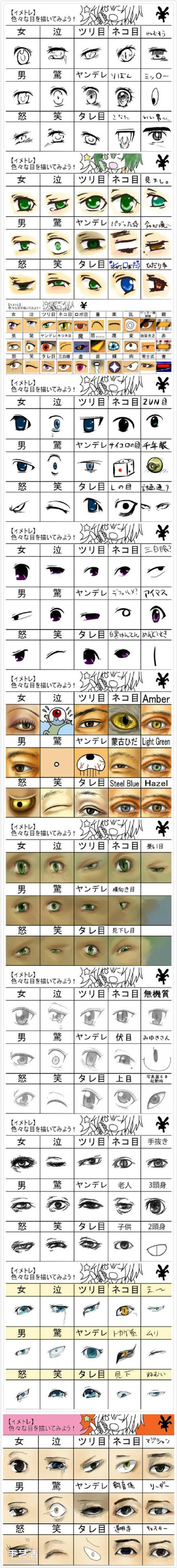 The most complete collection of pictures of cartoon eyes in the history of drawing anime eyes