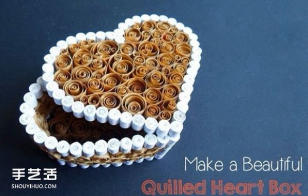 Valentines Day gift box making tutorial, quilled paper love box DIY diagram